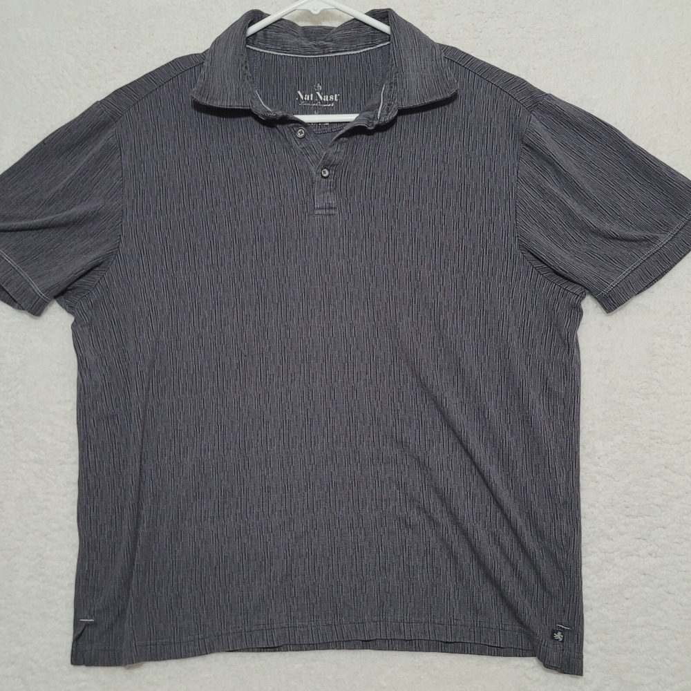 Nat Nast Mens Polo Shirt Size M Medium Luxury Original Gray Short Sleeve Casual - Picture 1 of 9